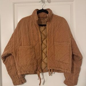 Blank NYC Quilted Cropped Jacket in Camel Brown